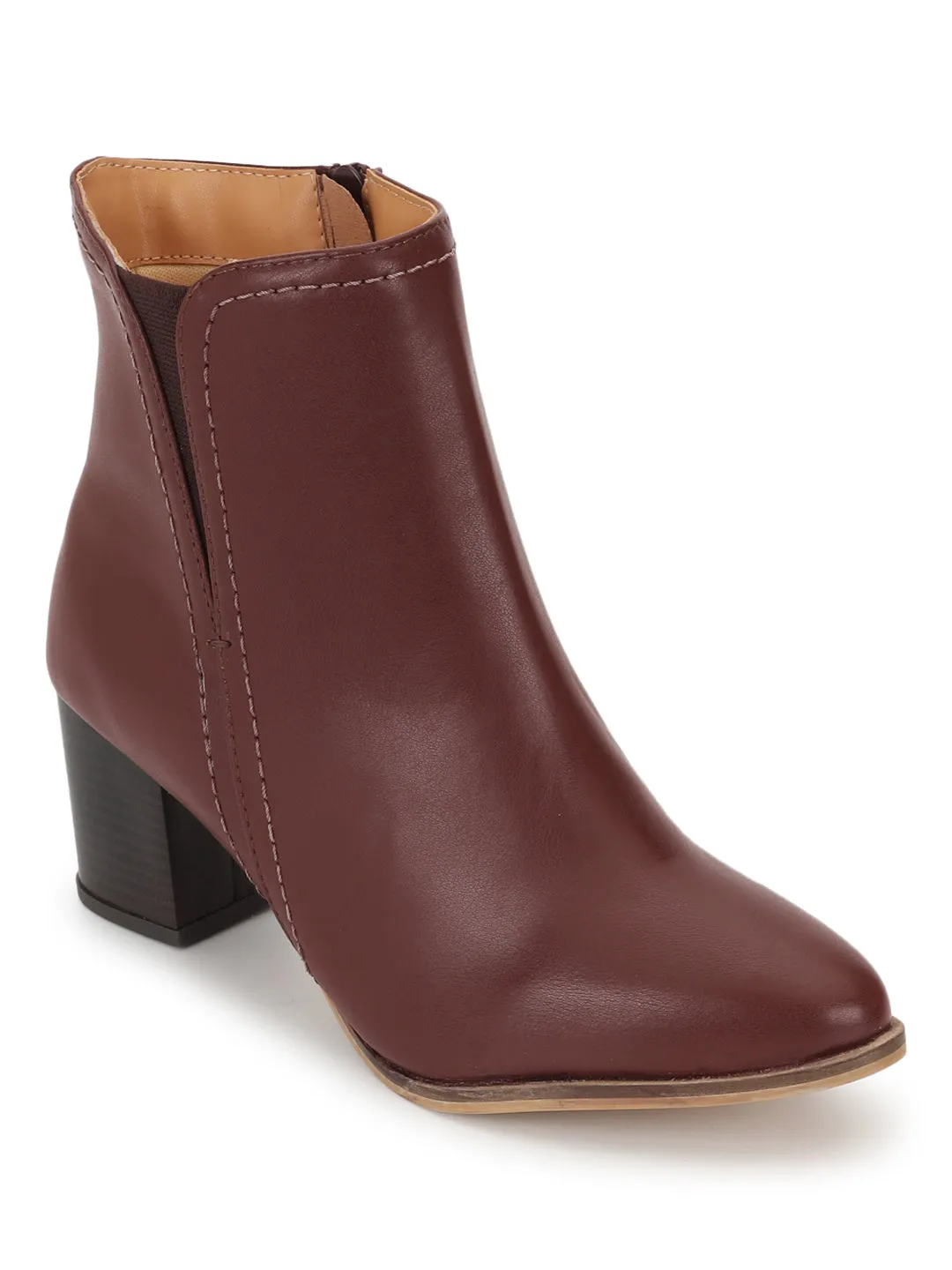 Brown PU High-End-Fashion Stylish Ankle Boots (TC-OS-BO-01-BROPU)