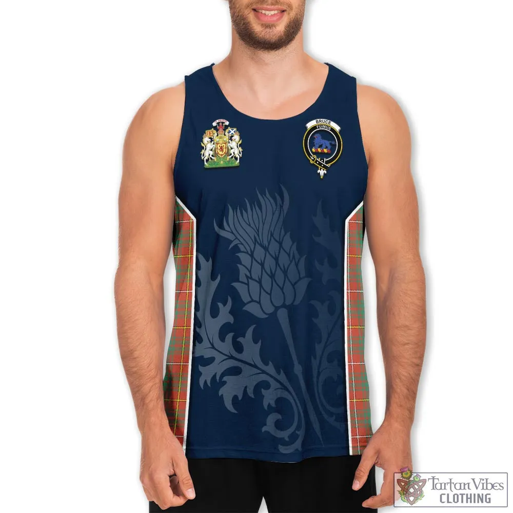 Bruce Ancient Tartan Men's Tanks Top with Family Crest and Scottish Thistle Vibes Sport Style