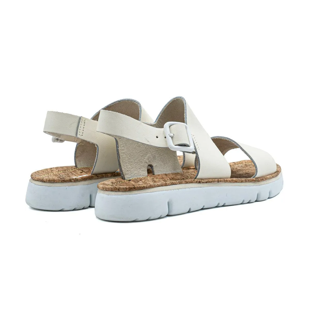 Camper Oruga Strap Flat Sandals Leather White Colour For Women