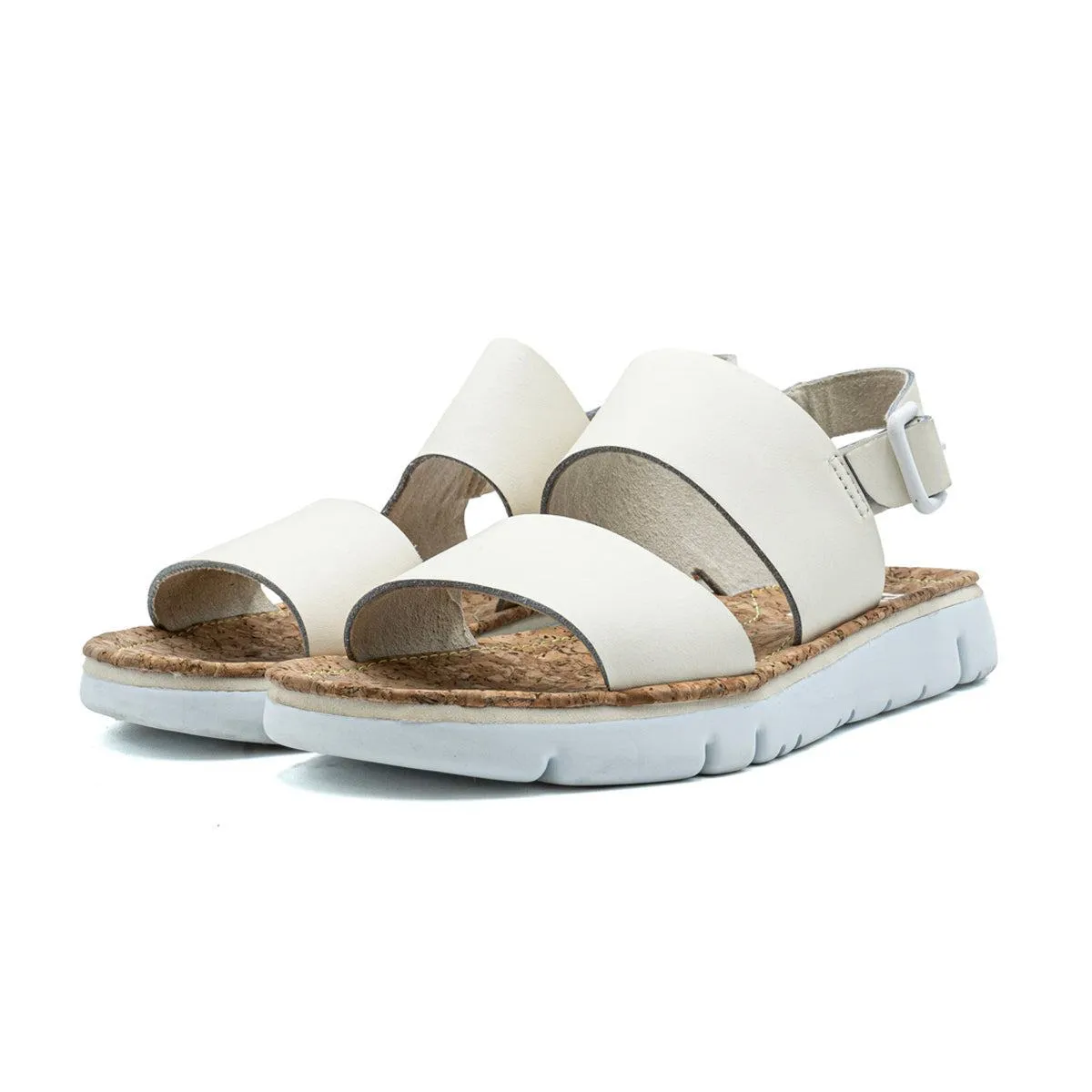 Camper Oruga Strap Flat Sandals Leather White Colour For Women