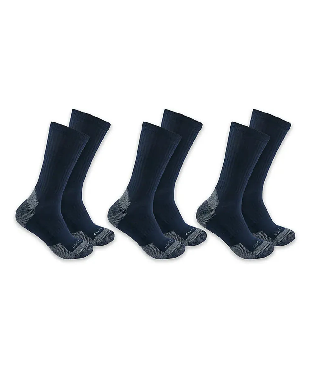 Carhartt Midweight Cotton Blend Crew Socks 3-Pack - Navy