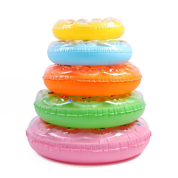 Cartoon Pattern Double Airbag Thickened Inflatable Swimming Ring Crystal Swimming Ring, Size:60 cm(Orange)