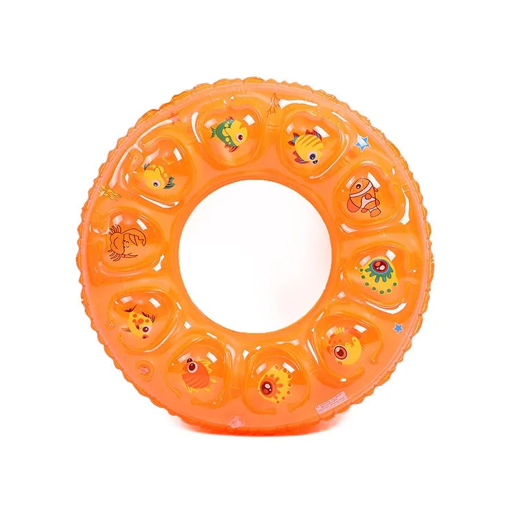 Cartoon Pattern Double Airbag Thickened Inflatable Swimming Ring Crystal Swimming Ring, Size:60 cm(Orange)