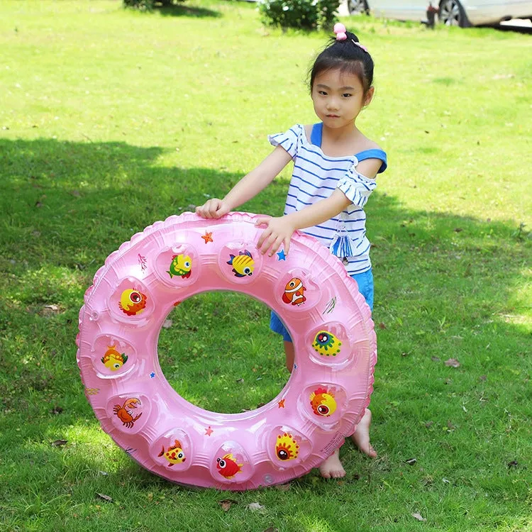 Cartoon Pattern Double Airbag Thickened Inflatable Swimming Ring Crystal Swimming Ring, Size:60 cm(Orange)