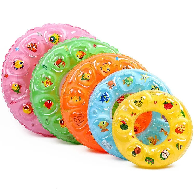 Cartoon Pattern Double Airbag Thickened Inflatable Swimming Ring Crystal Swimming Ring, Size:60 cm(Orange)