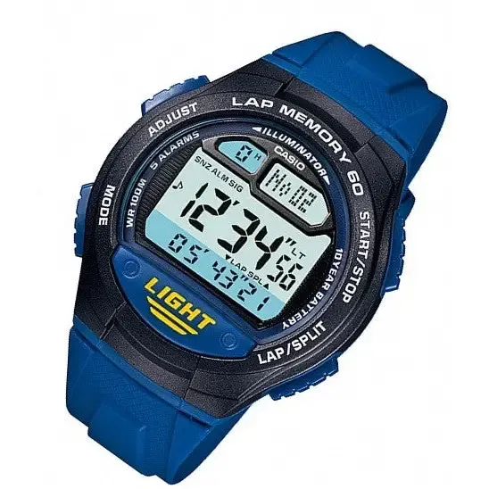 Casio Men's W734-2AV Blue Rubber Quartz Watch with Digital Dial