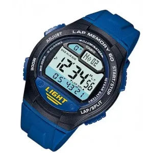 Casio Men's W734-2AV Blue Rubber Quartz Watch with Digital Dial