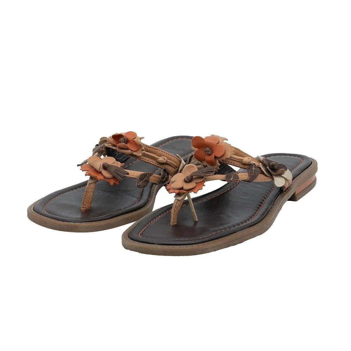 Clarks Flora Flat Sandals Fabric Brown Colour For Women