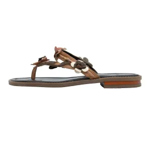 Clarks Flora Flat Sandals Fabric Brown Colour For Women