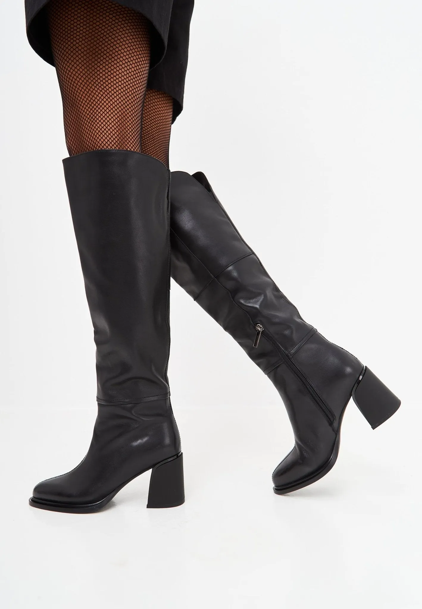 Classic Block Heel Boots - Black