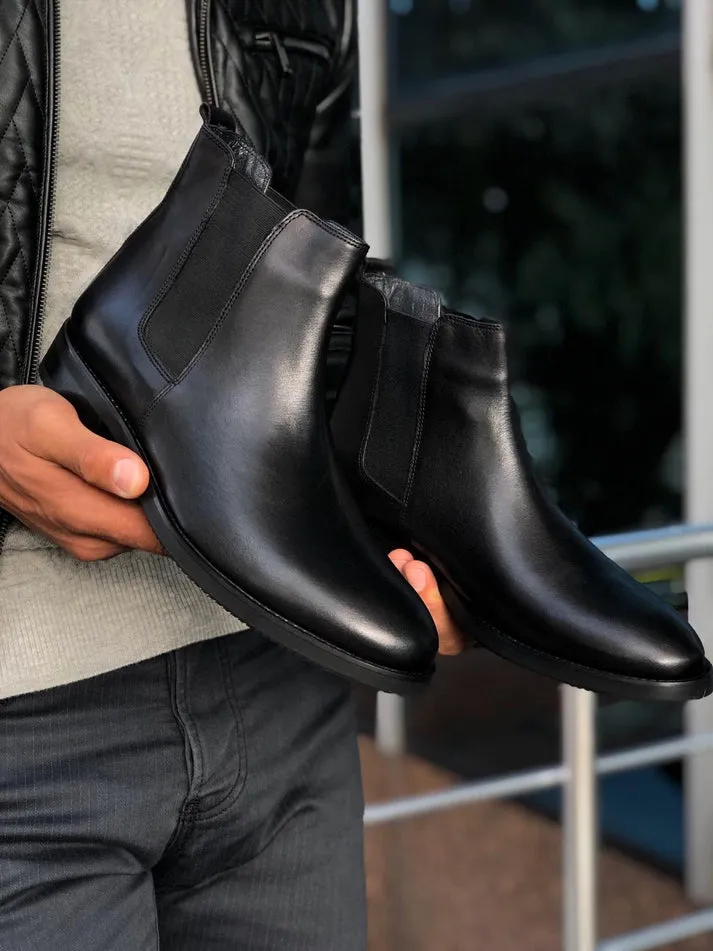 Classy Leather High Ankle-Length Chelsea Boots-JonasParamount