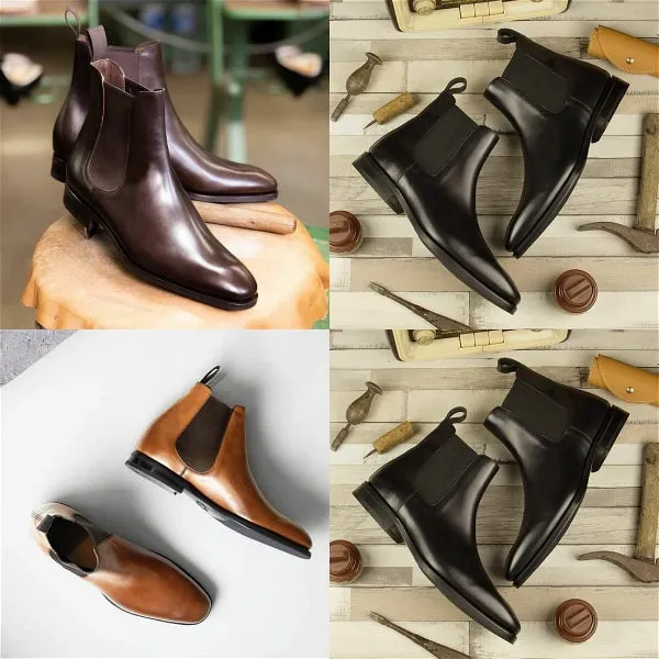 Classy Leather High Ankle-Length Chelsea Boots-JonasParamount