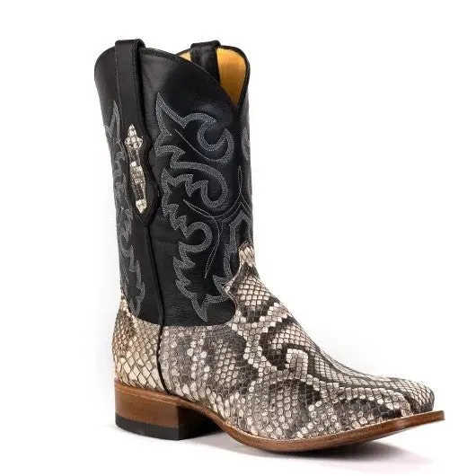 Cowtown Men's Natural Rock Python Square Toe Boots Q810