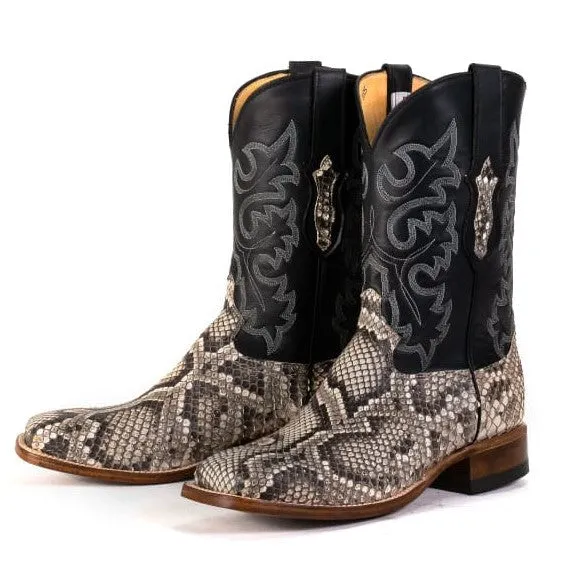 Cowtown Men's Natural Rock Python Square Toe Boots Q810