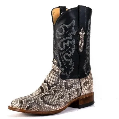 Cowtown Men's Natural Rock Python Square Toe Boots Q810