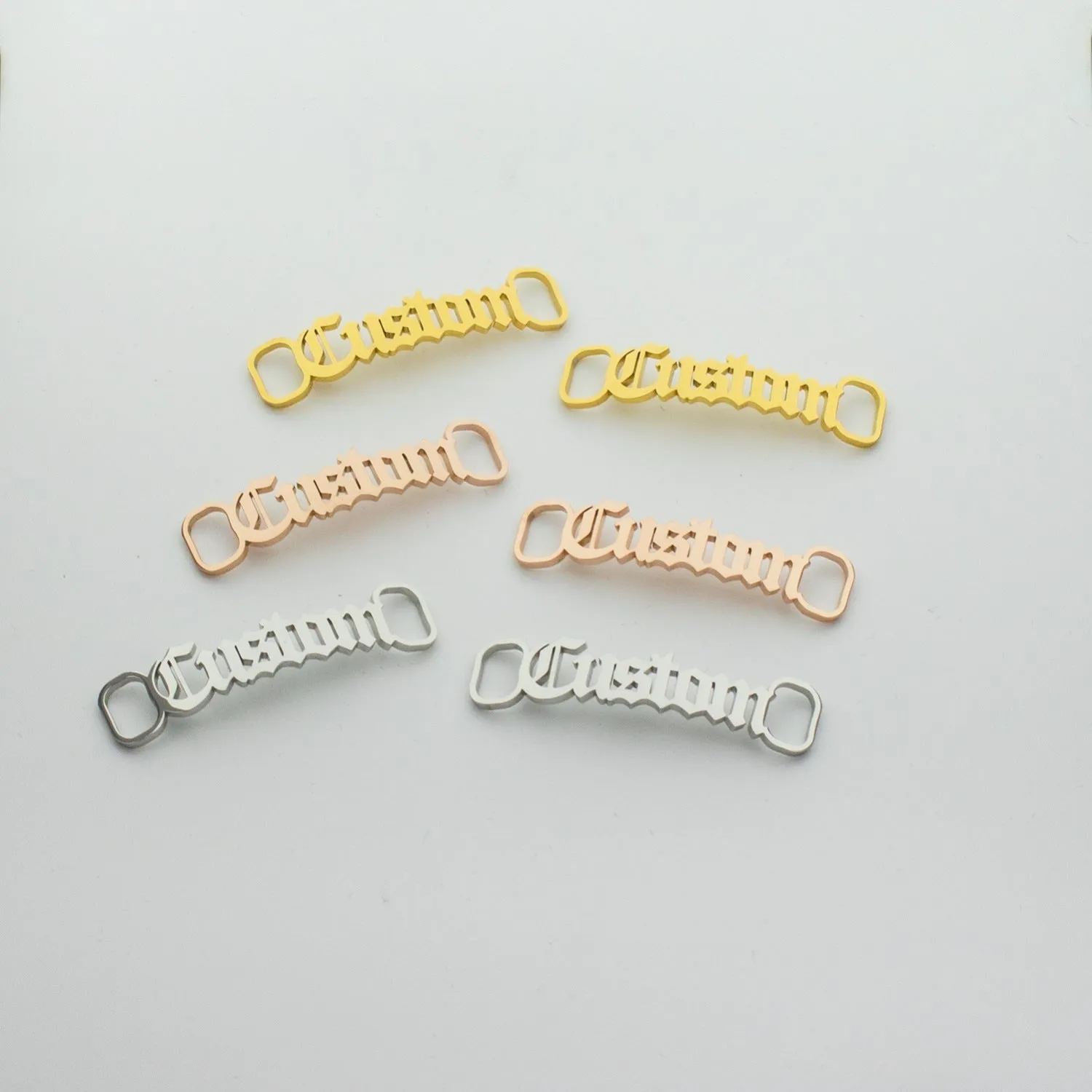 Custom Name Shoelace Buckle 5 Pairs Stainless Steel 925 Silver Copper