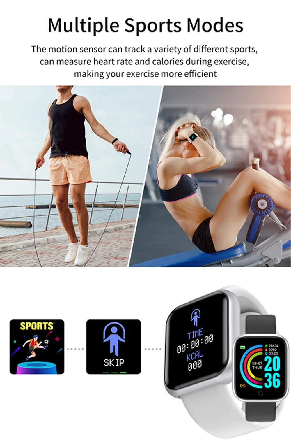 D20 Pro Smart Fitness Watch   One Replacement Strap