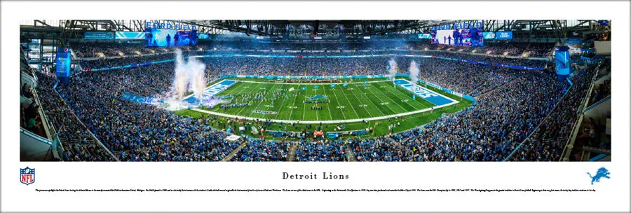 Detroit Lions Ford Field NFL Gameday Panoramic Poster Print - Blakeway Worldwide