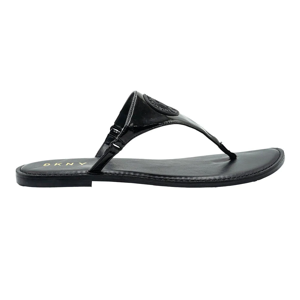 Dkny Flipflops Flat Sandals Patent Leather Black Colour For Women