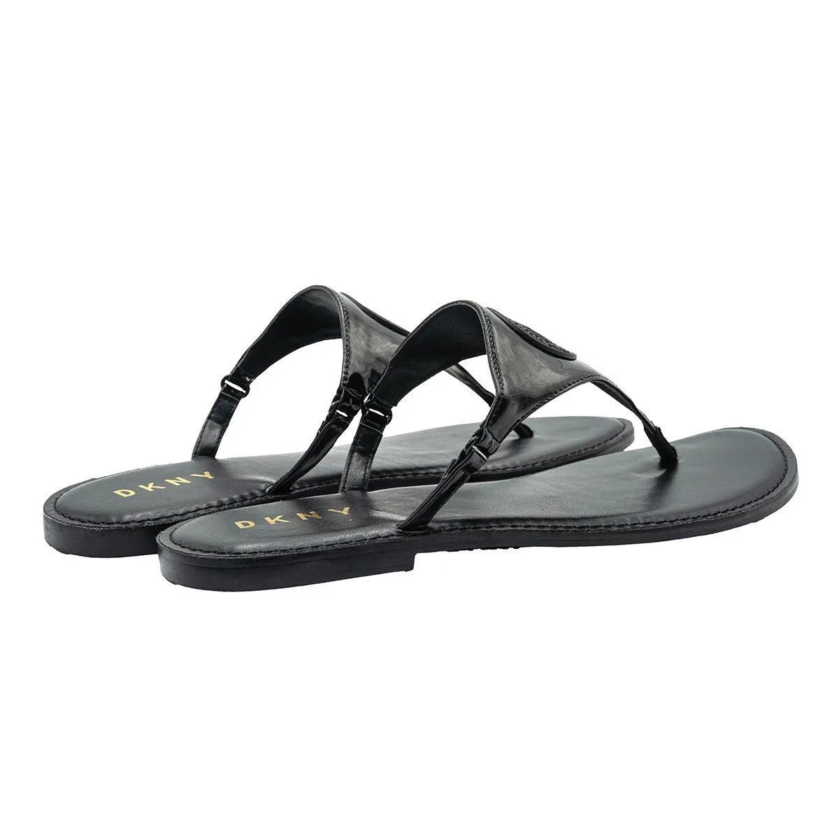 Dkny Flipflops Flat Sandals Patent Leather Black Colour For Women