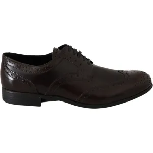 Dolce & Gabbana Elegant Brown Leather Oxford Flats