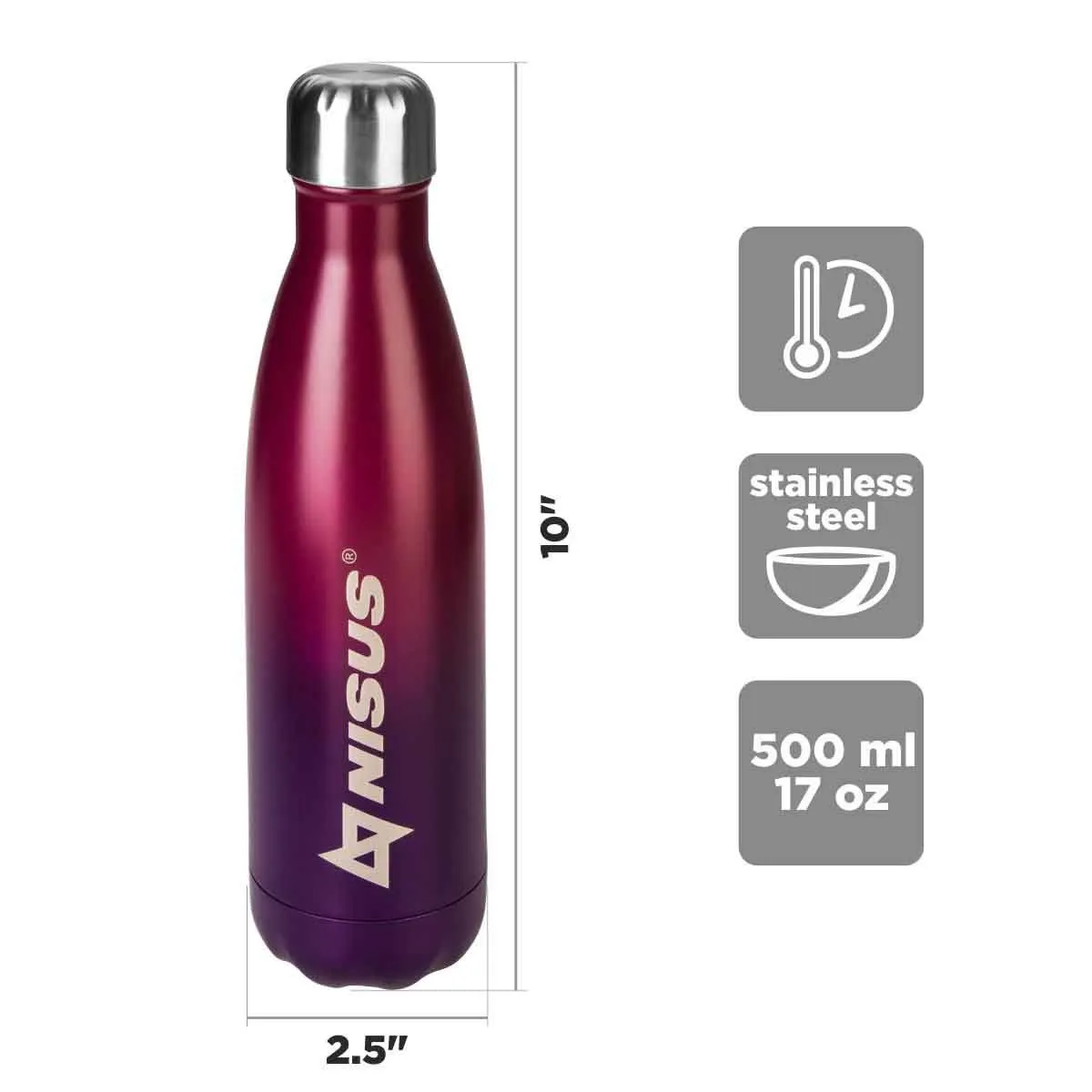 Double-Colored Twist Top Water Bottle | 17 oz | Stainless Steel | CLEARANCE