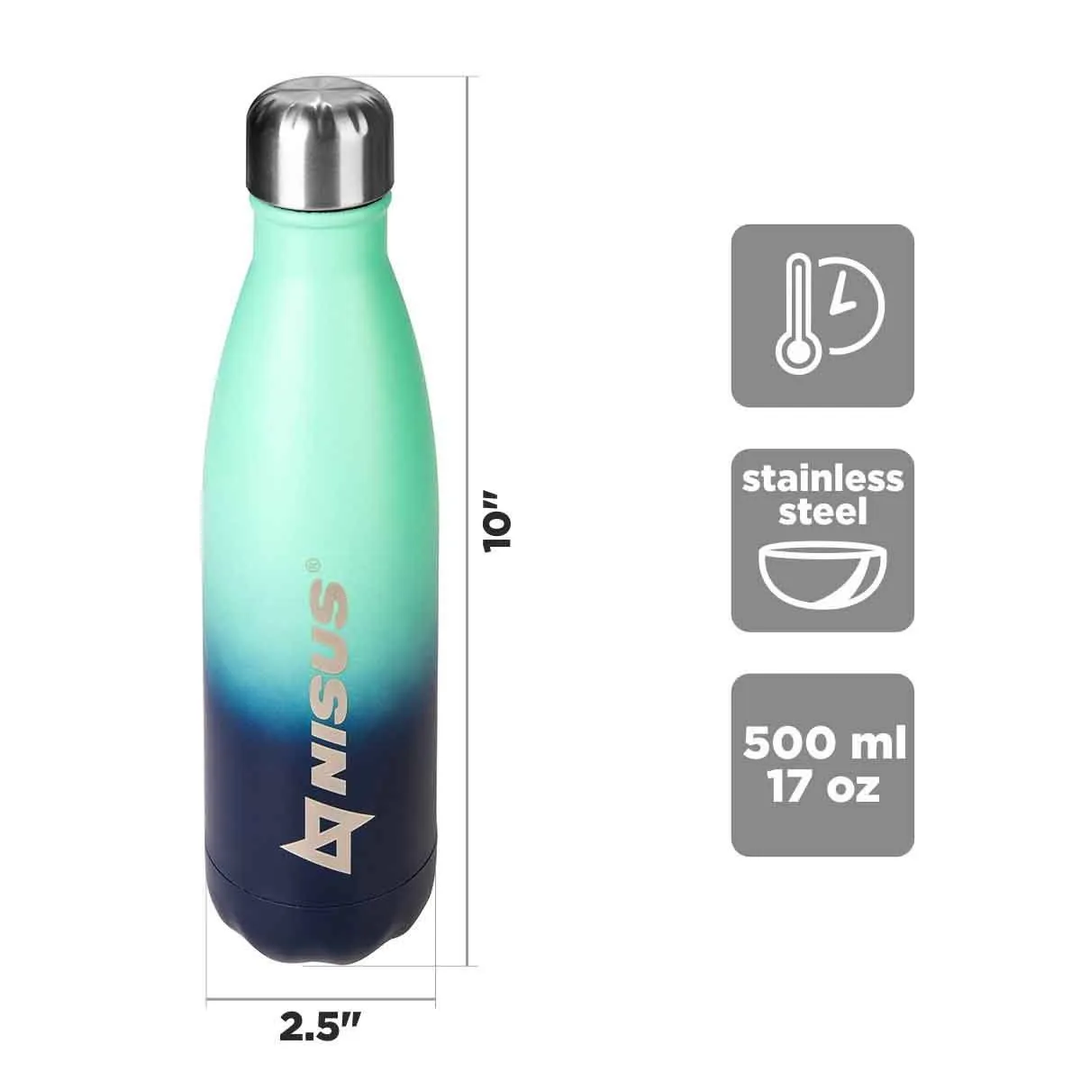 Double-Colored Twist Top Water Bottle | 17 oz | Stainless Steel | CLEARANCE