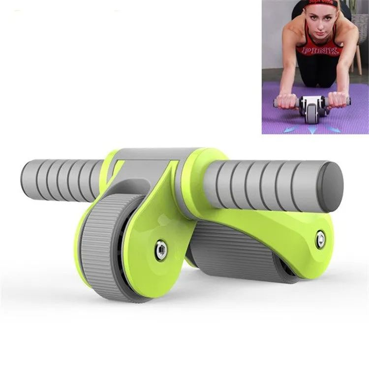 Double-wheel Bearing Roller Silent Exercise Abdominal Muscle Wheel Folding Abdominal Wheel(Green)