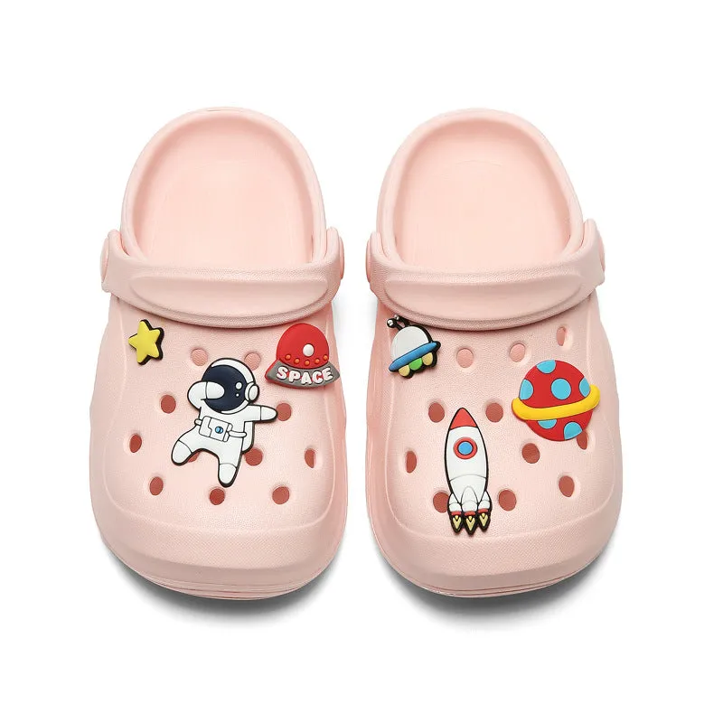 Dunnmall Children's Hole Shoes Summer Boys and Girls Non-Slip Soft Bottom Baby Cute Space Cartoon Indoor Beach Slippers