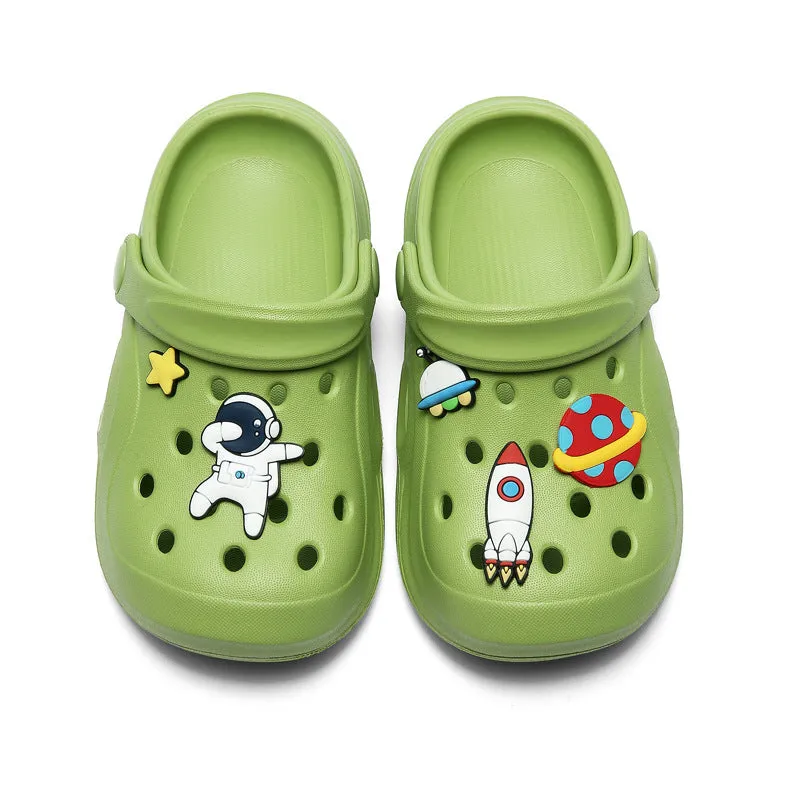 Dunnmall Children's Hole Shoes Summer Boys and Girls Non-Slip Soft Bottom Baby Cute Space Cartoon Indoor Beach Slippers