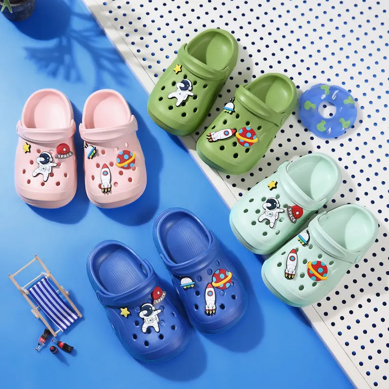 Dunnmall Children's Hole Shoes Summer Boys and Girls Non-Slip Soft Bottom Baby Cute Space Cartoon Indoor Beach Slippers