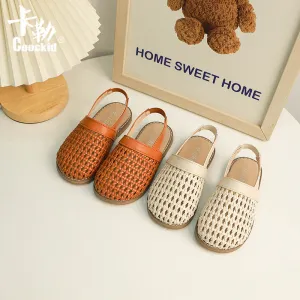 Dunnmall Cross-Border Girls' Sandals  Summer New Soft Bottom Woven Closed Toe Baby Foreign Trade Sandals Boy's Beach Shoes