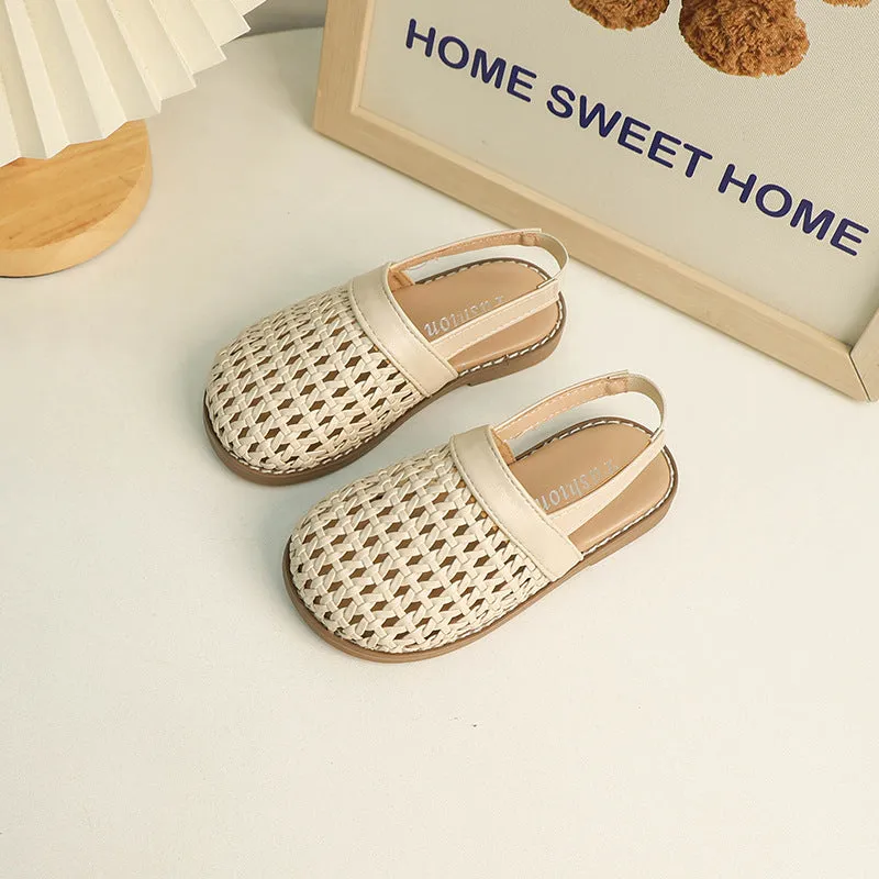 Dunnmall Cross-Border Girls' Sandals  Summer New Soft Bottom Woven Closed Toe Baby Foreign Trade Sandals Boy's Beach Shoes