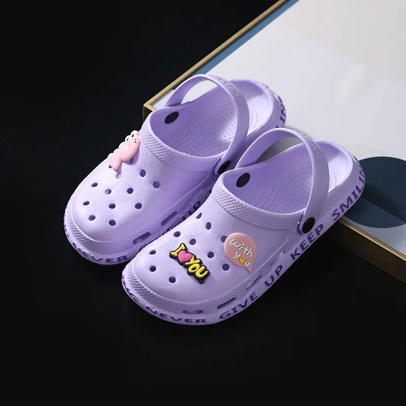 Dunnmall Hole Shoes Girls Big Head Beach Slippers Boys Non-Slip Eva Sandals Children's Sandals Closed Toe Drifting Shoes Wholesale