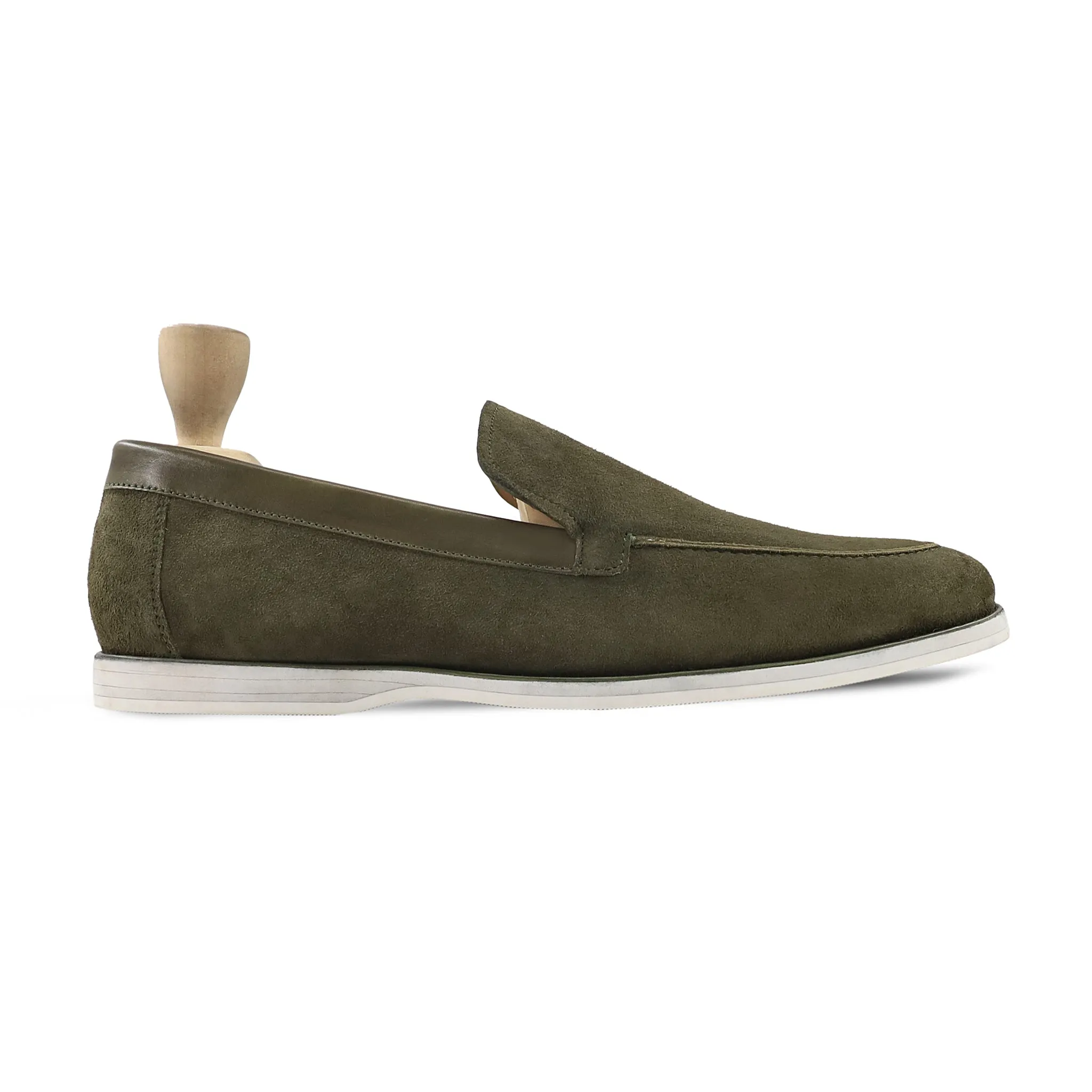 Elliott - Men's Olive Green Kid Suede Loafer