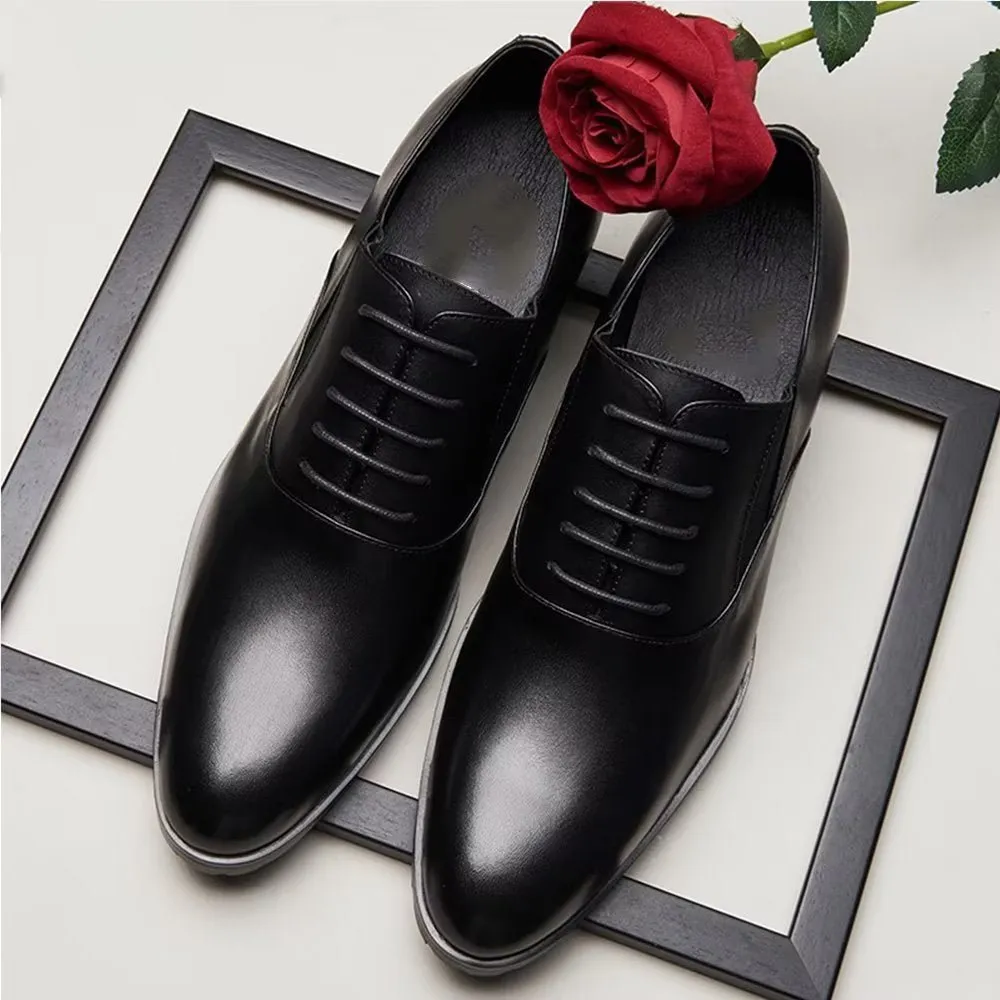 Embossed Elegance Pointed Toe Oxford Dress Shoes