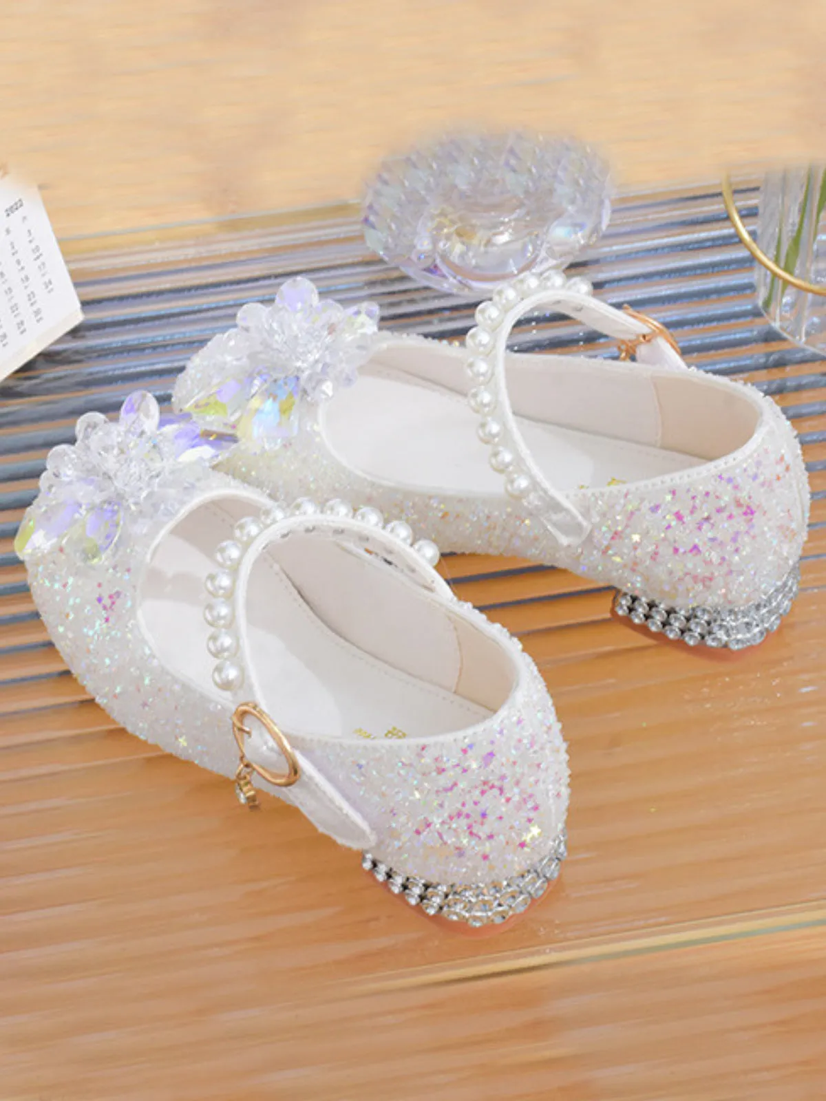 Enchanted Girl Pearl Strap Sparkling Mary Jane Shoes By Liv and Mia