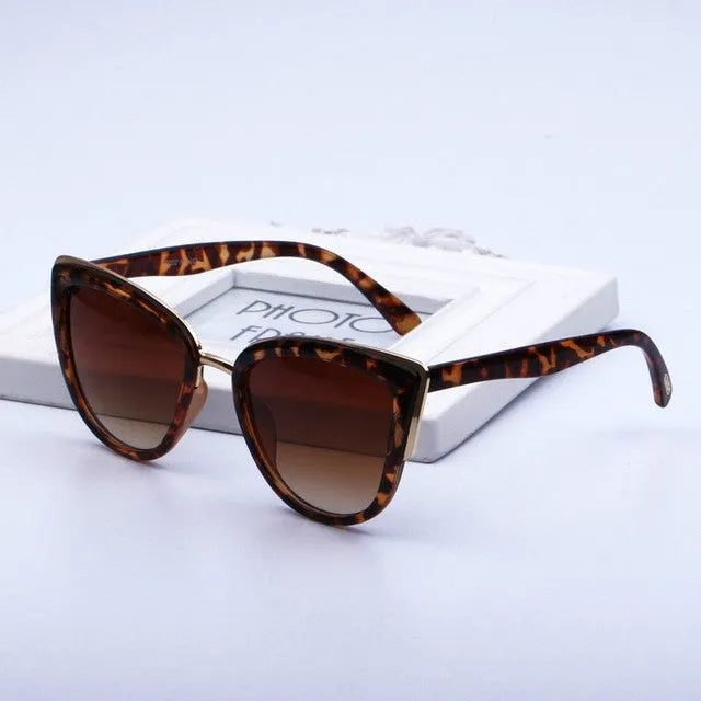 Fashion Cat Eye  Vintage Gradient Glasses UV400 Sunglasses for Ladies(Brown)