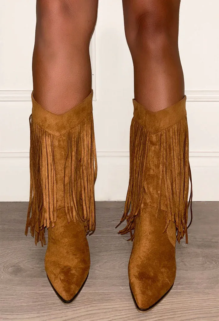 Find Your Own Tan Suede Cowboy Boots