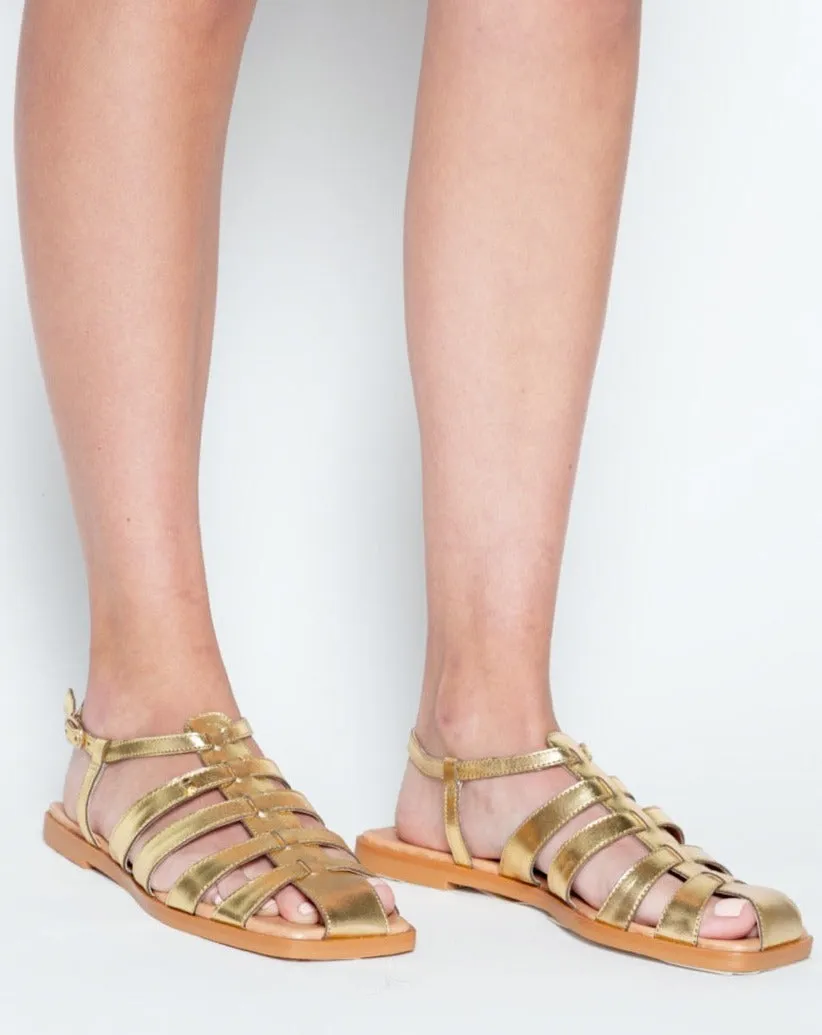 Franciscana Flat Sandals - Metallic Gold