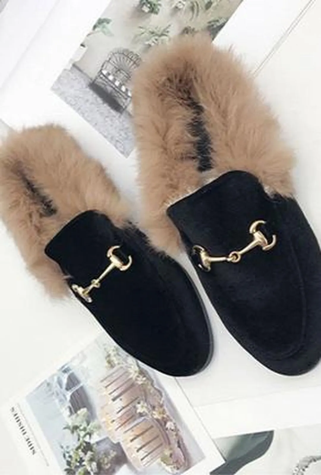 GABI - FUR SLIPPER LOAFERS