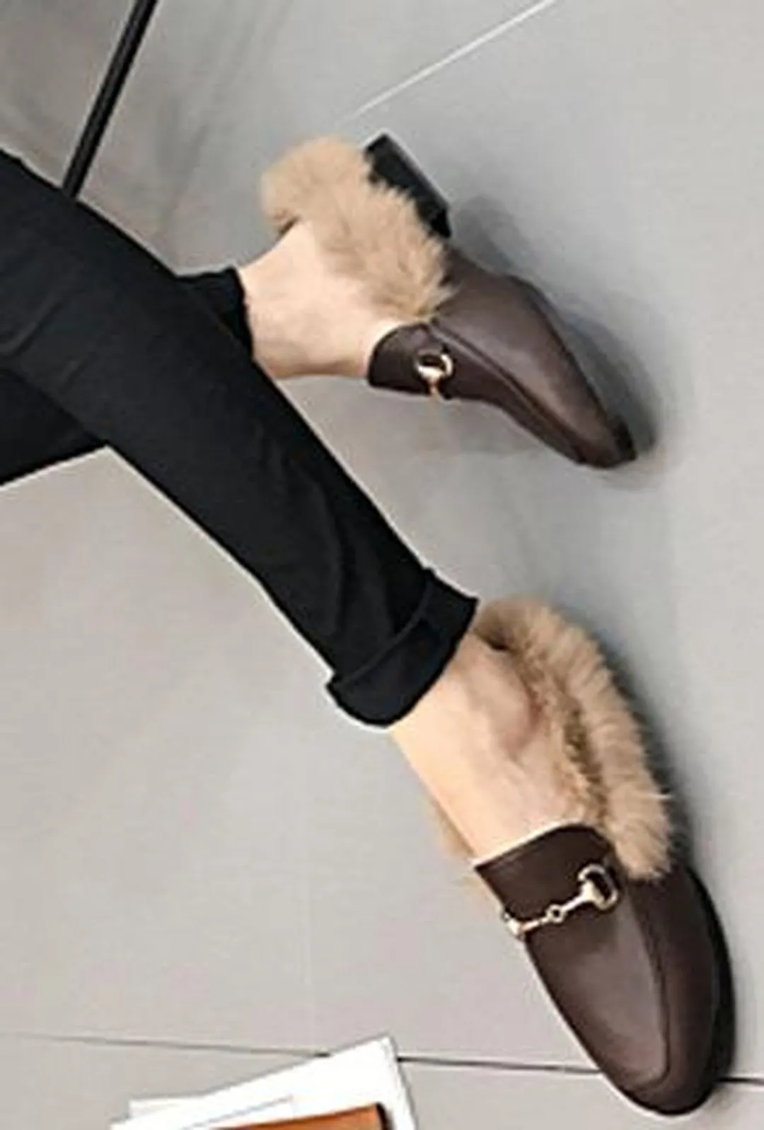 GABI - FUR SLIPPER LOAFERS