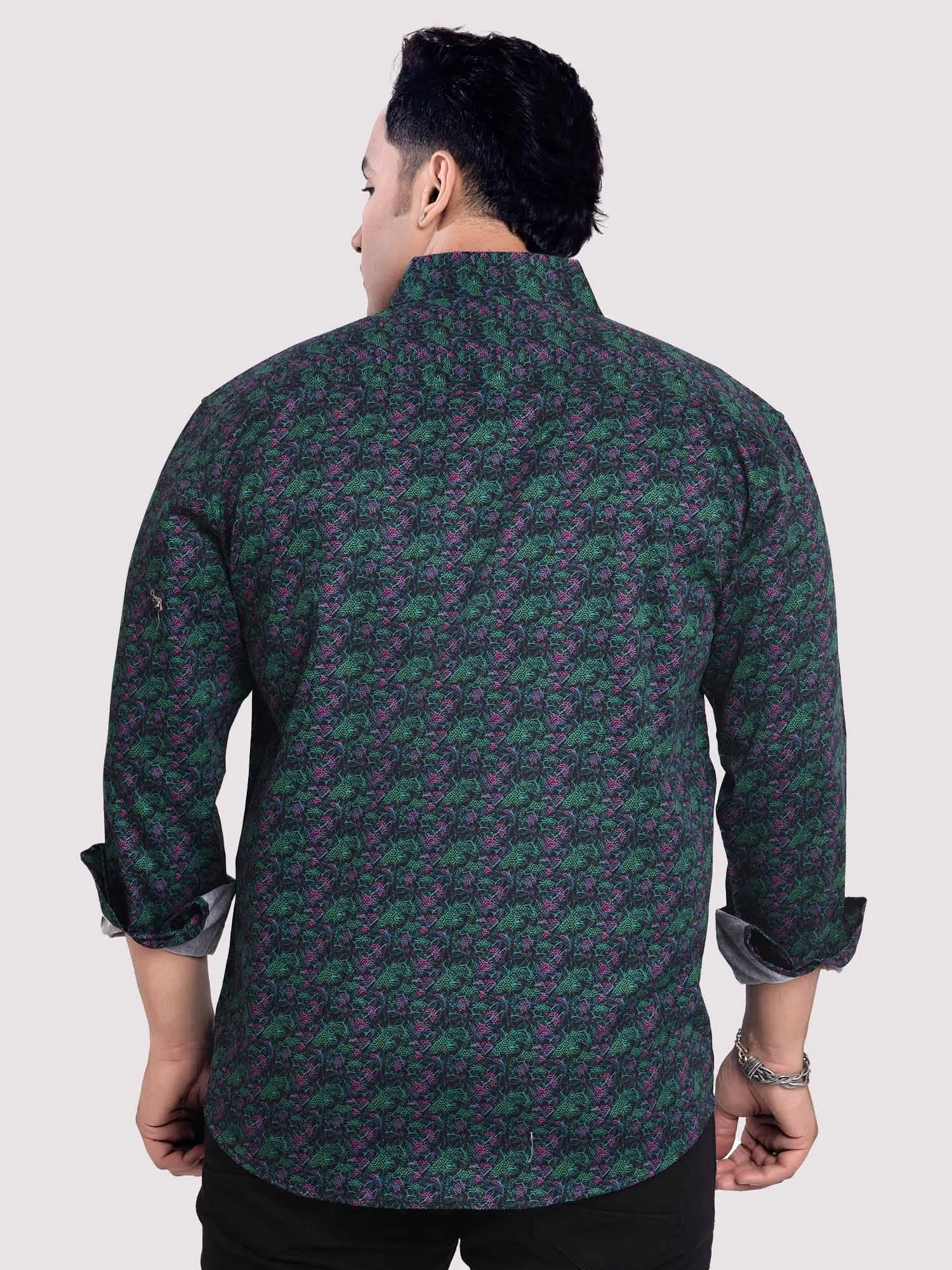 Green & Pink Printed Cotton Full sleeve Men's Plus size