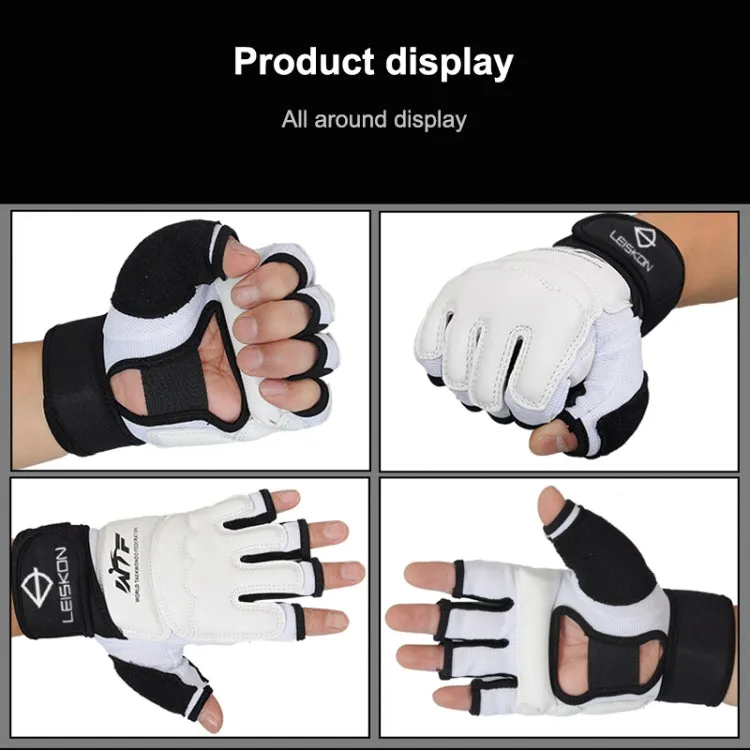 Half Fingers Adults Sandbag Training Boxing Gloves PU Leather Fitness Sparring Taekwondo Gloves, SIZE:M