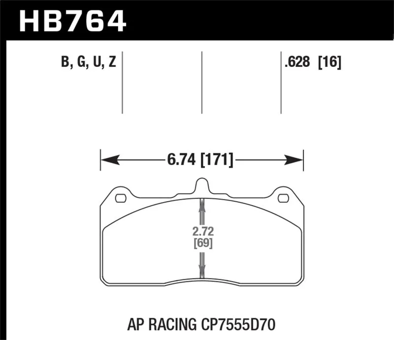 Hawk DTC-60 Race Brake Pads - AP Racing CP7555D70 - HB764G.628