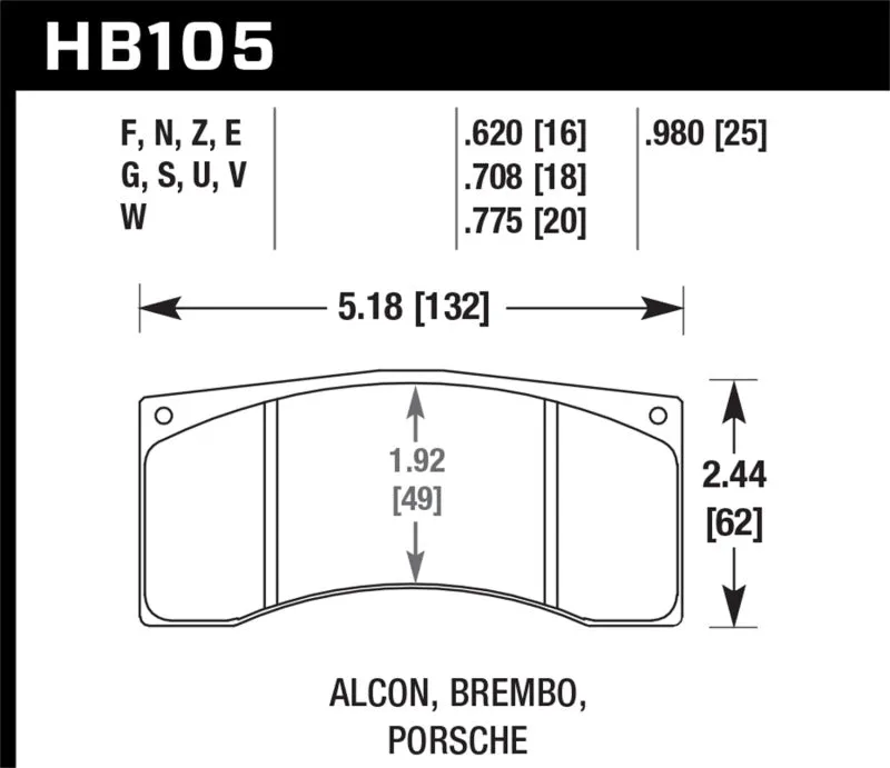 Hawk DTC-60 Race Brake Pads - Brembo/Alcon - HB105G.980