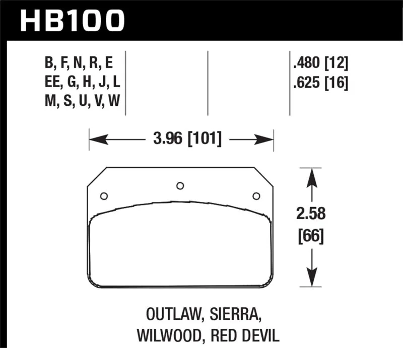 Hawk DTC-60 Race Brake Pads - Wilwood Dynalite Caliper 16mm Motorsports - HB100G.625