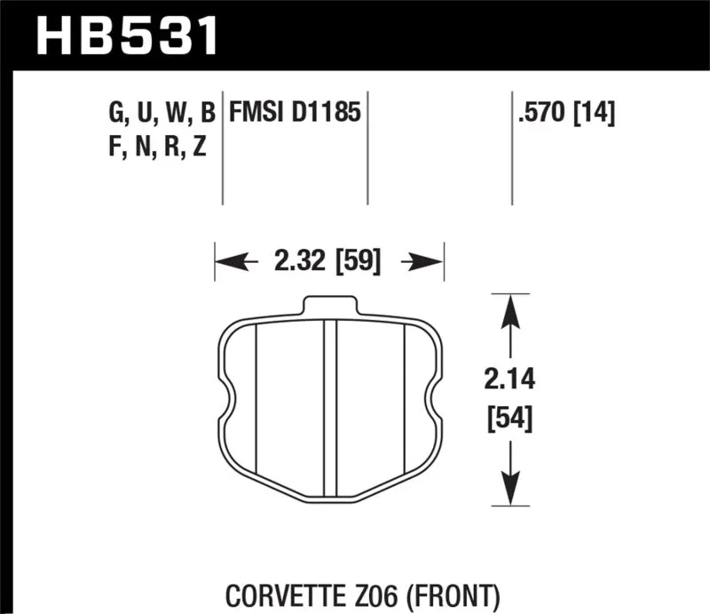 Hawk DTC-60 Race Front Brake Pads - 06-13 Chevrolet Corvette Z06 - HB531G.570