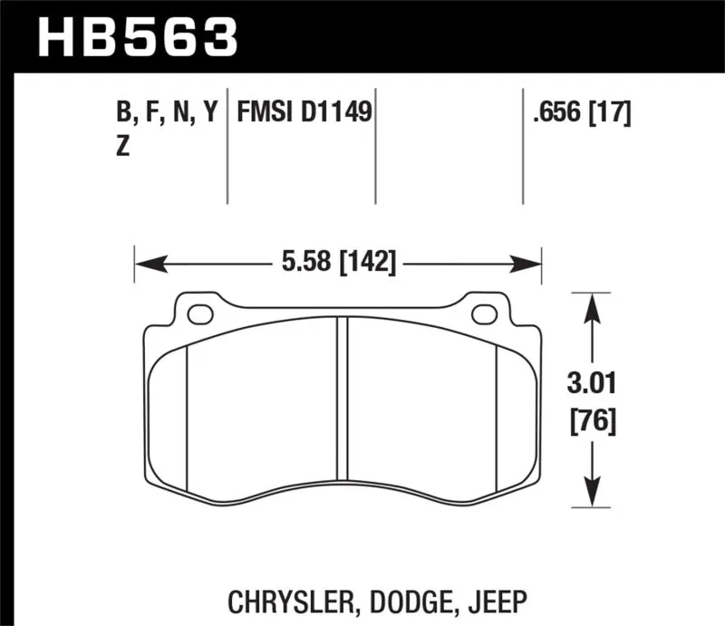 Hawk DTC-60 Race Front Brake Pads - 12-20 Challenger/Charger 06-10 Grand Cherokee SRT8 - HB563G.656