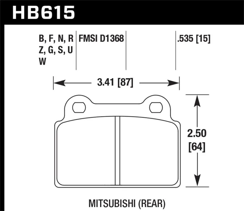 Hawk DTC-60 Race Rear Brake Pads - EVO X - HB615G.535